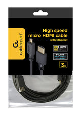 Gembird 3m HDMI-M/micro HDMI-M HDMI-kabel HDMI Type A (Standard) HDMI Type D (Micro) Sort