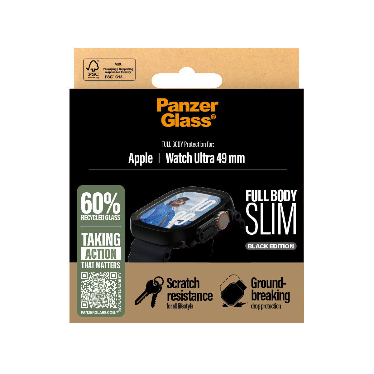 PanzerGlass ® Case Full Body Slim Sort Apple Watch Ultra 3 | Ultra 2 | Ultra | 49mm
