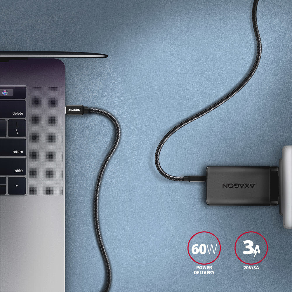 Axagon BUCM3-CM20AB USB-kabel USB 3.2 Gen 1 (3.1 Gen 1) 2 m USB C 5 Gbit/sek. 60 W Sort