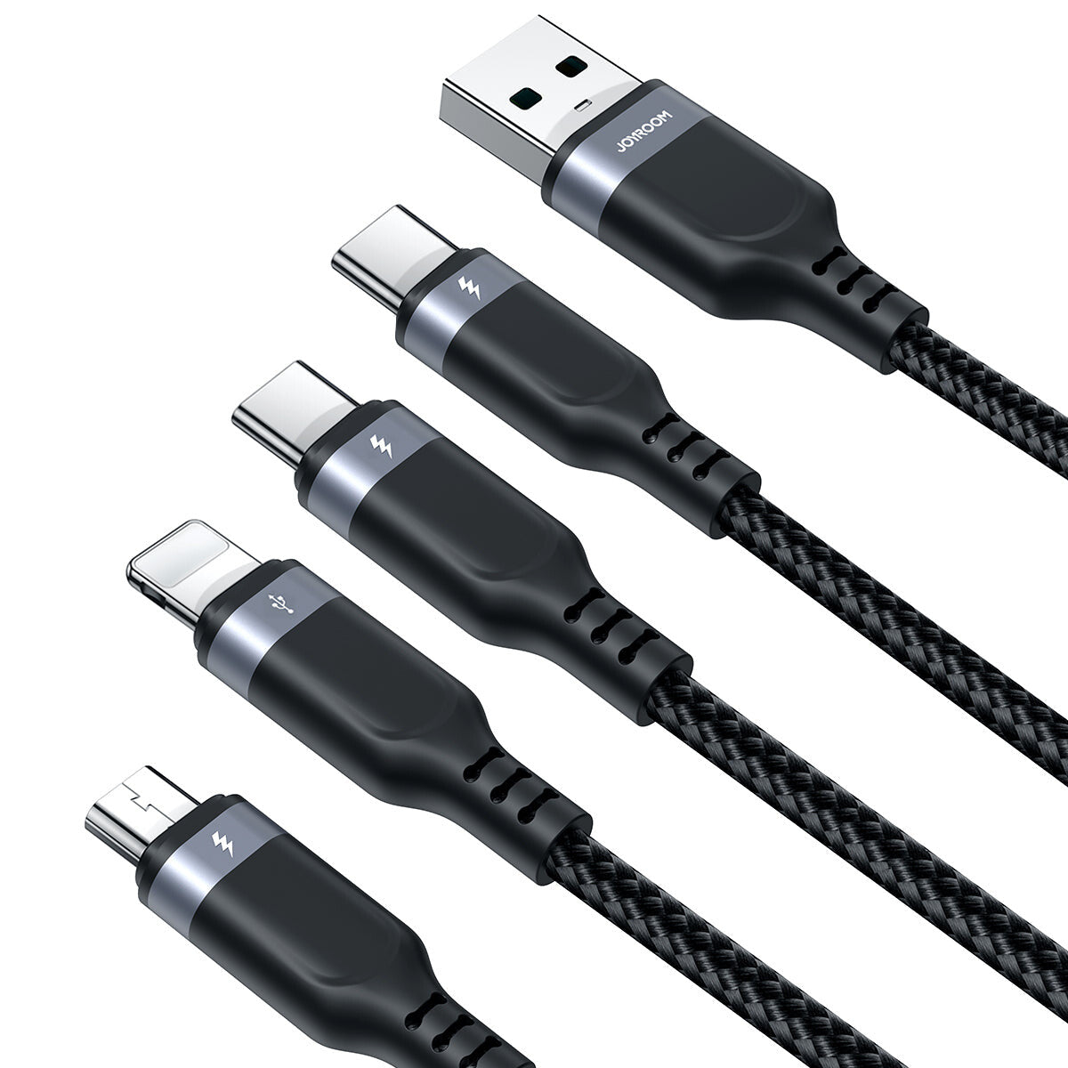 JOYROOM S-1T4018A18l USB-kabel 1,2 m USB A 2 x USB C/Micro USB-B/Lightning 4,8 Gbit/sek. Sort