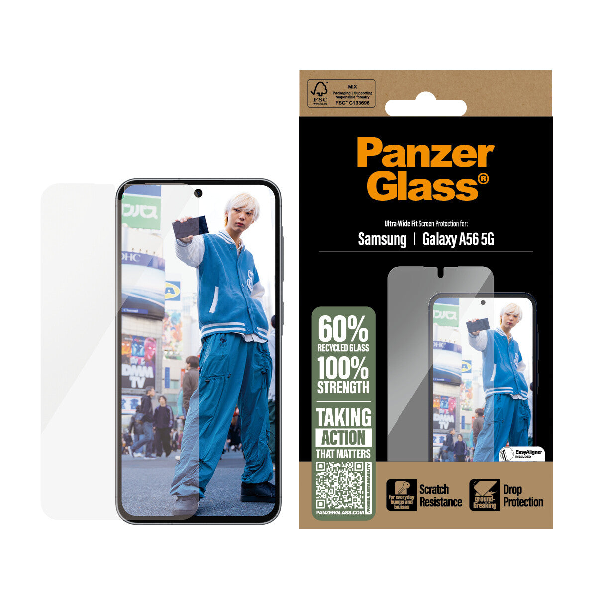 PanzerGlass ® Skærmbeskyttelse Samsung Galaxy A56 5G | Ultra-Wide Fit m. EasyAligner