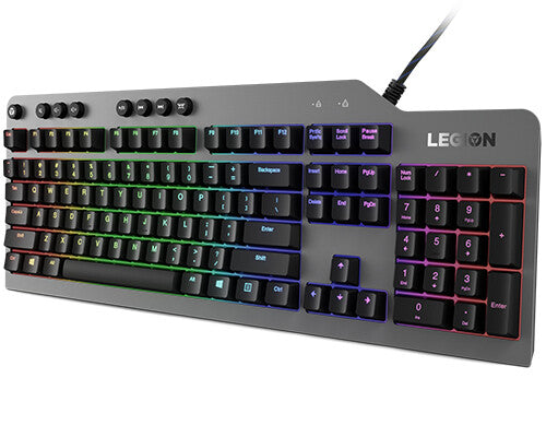 Lenovo Legion K500 tastatur Spil USB QWERTY US engelsk Sort, Grå