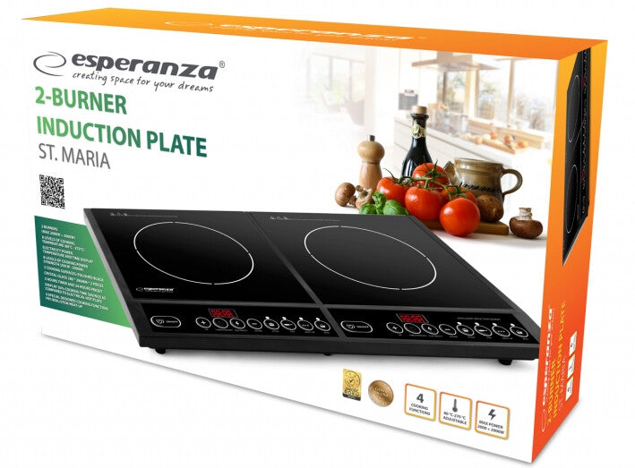 Esperanza EKH008 kogeplade Sort Bordplade Zone induktionskogeplade 2 zone(s)