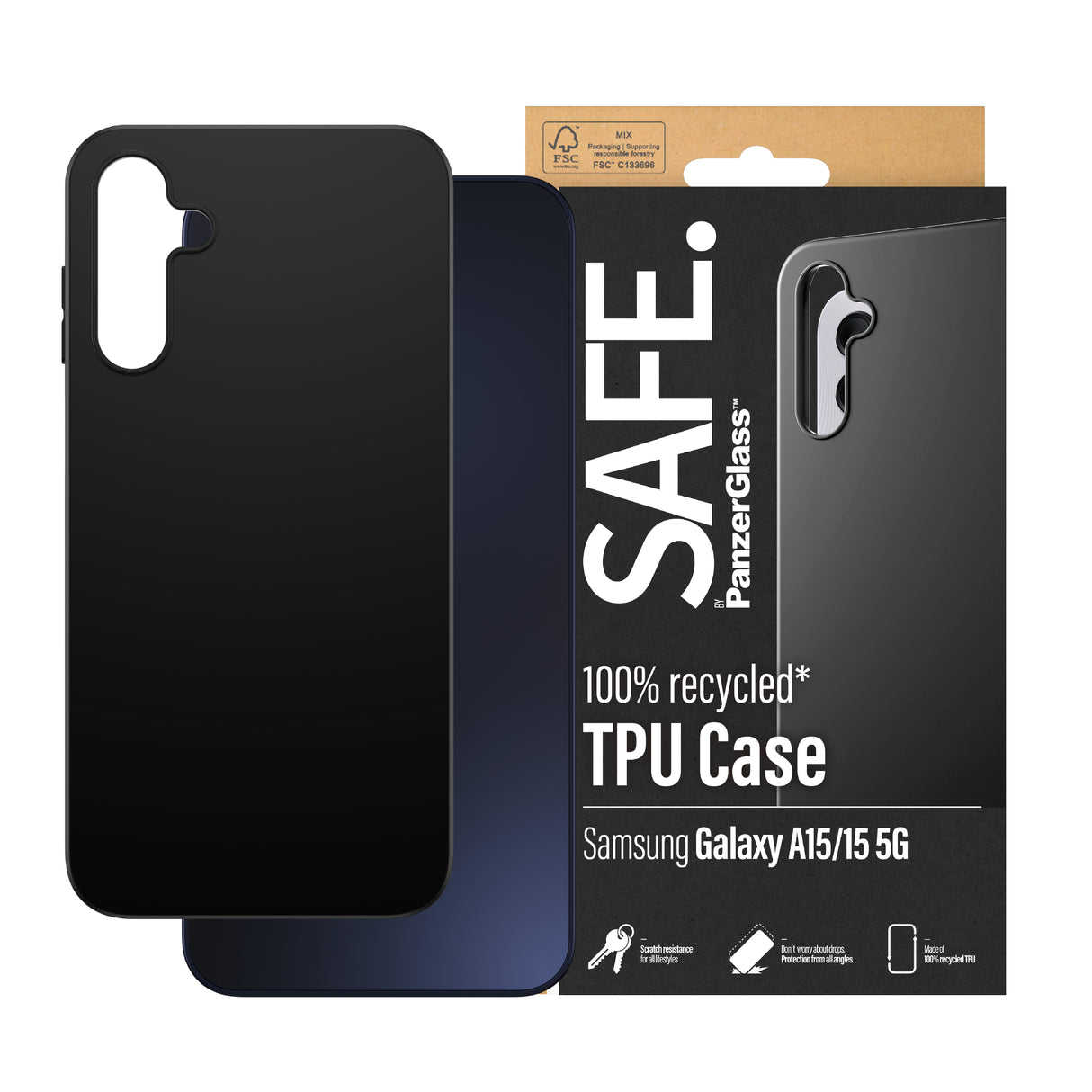 PanzerGlass SAFE. by ® TPU Case Samsung Galaxy A15 | A15 5G | Sort