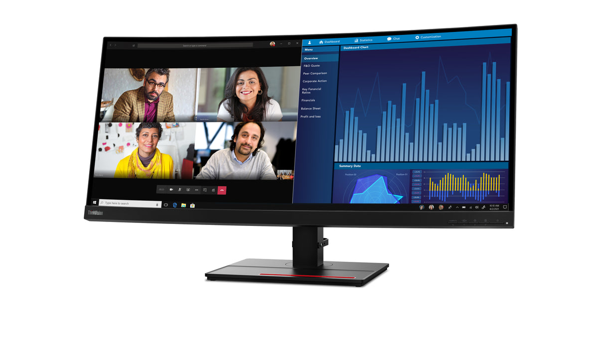 Lenovo ThinkVision P34w-20 LED display 86,7 cm (34.1") 3440 x 1440 pixel Wide Quad HD Sort