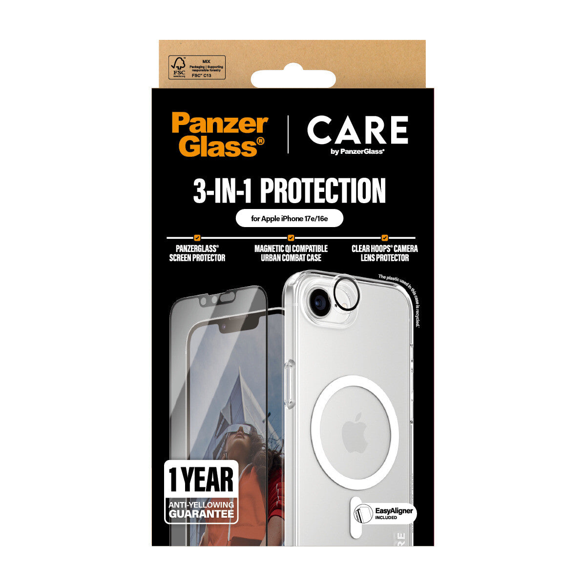 PanzerGlass ® | CARE by ® Flagship 3-in-1 Pakke iPhone 16e
