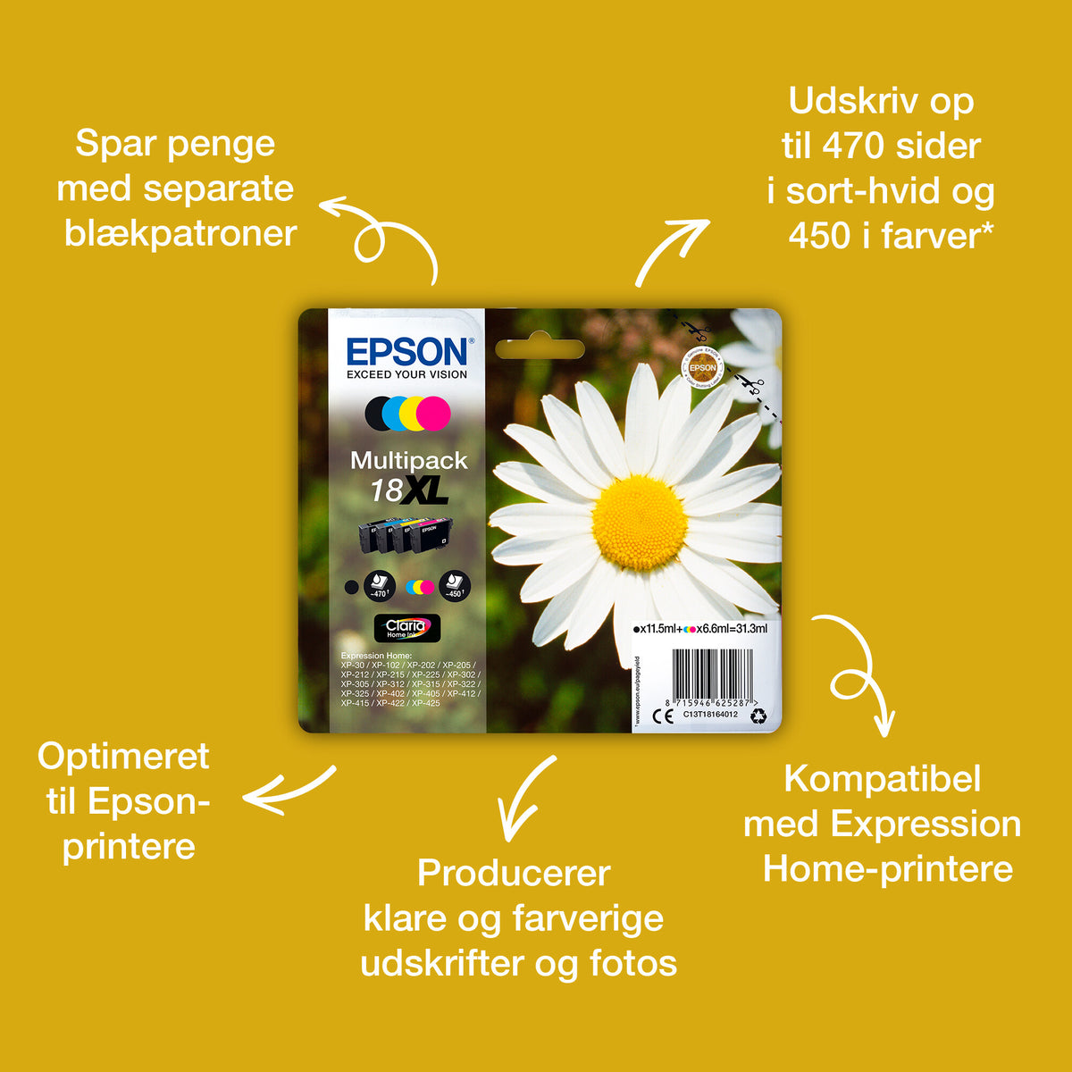 Epson Daisy 18 marguerit Claria Home enkeltpakke cyan blæk
