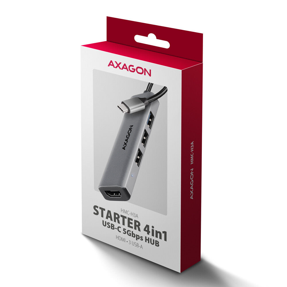Axagon HMC-H3A dockingstation Ledningsført USB 3.2 Gen 1 (3.1 Gen 1) Type-C Sølv