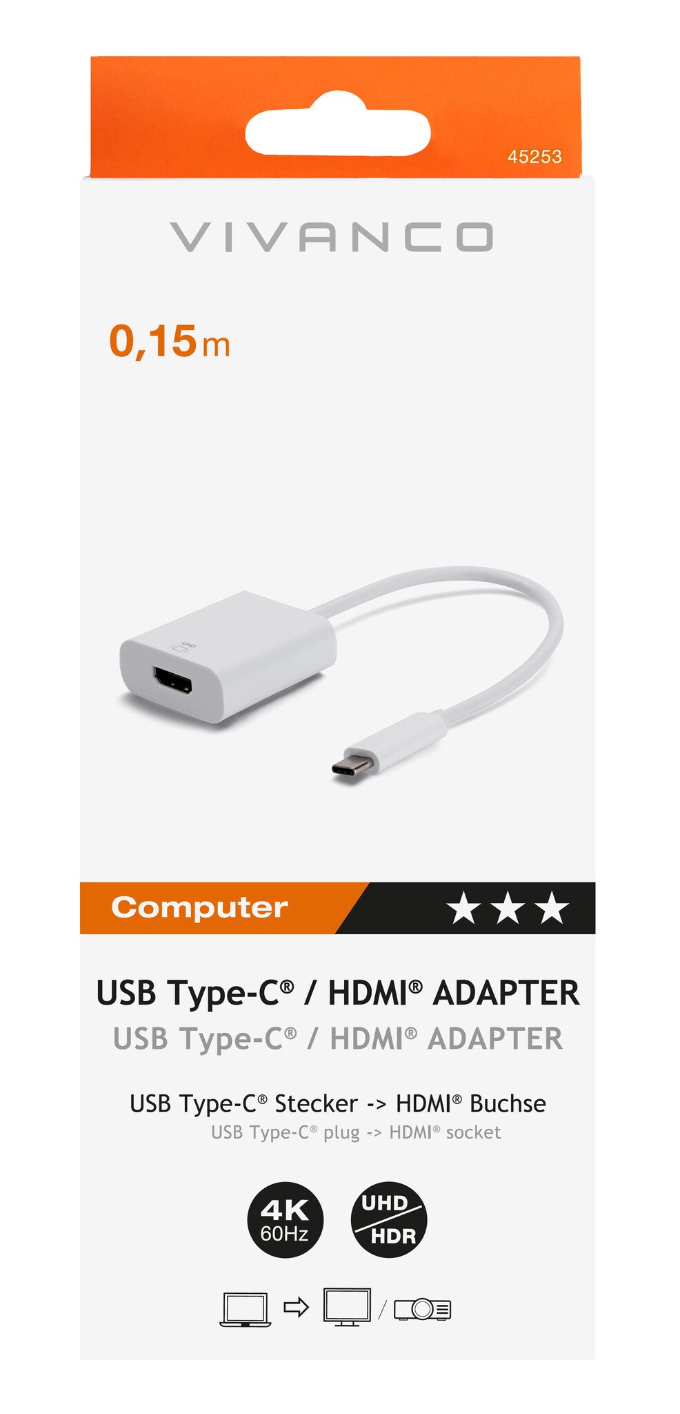 Vivanco CA UC HD 1 USB grafisk adapter 4096 x 2160 pixel Hvid