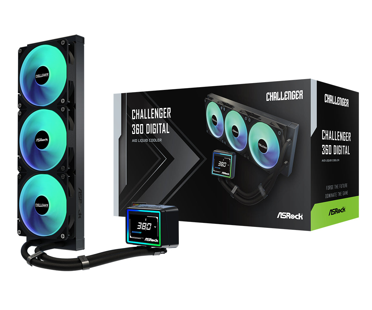 Asrock Challenger 360 Digital ARGB kølesystem 1-pack Sort 120 mm