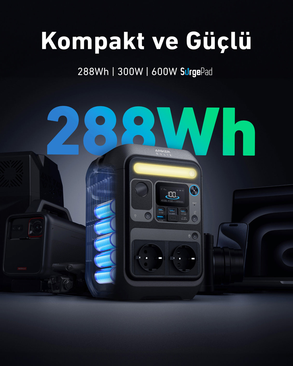 Anker SOLIX C300X Bærbar energistation 7 Lithium jern fosfat (LiFePO4) 90000 mAh