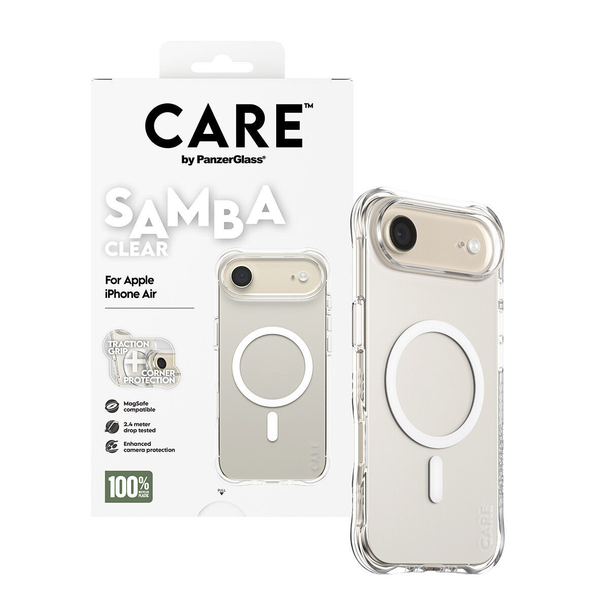 PanzerGlass CARE™ by ® Samba Case Transparent m. Hvid MagSafe iPhone Air