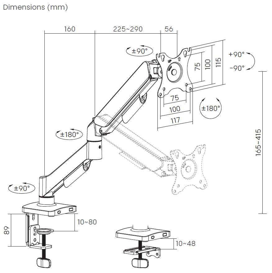 Deltaco ARM-534-B Monitor desk mount