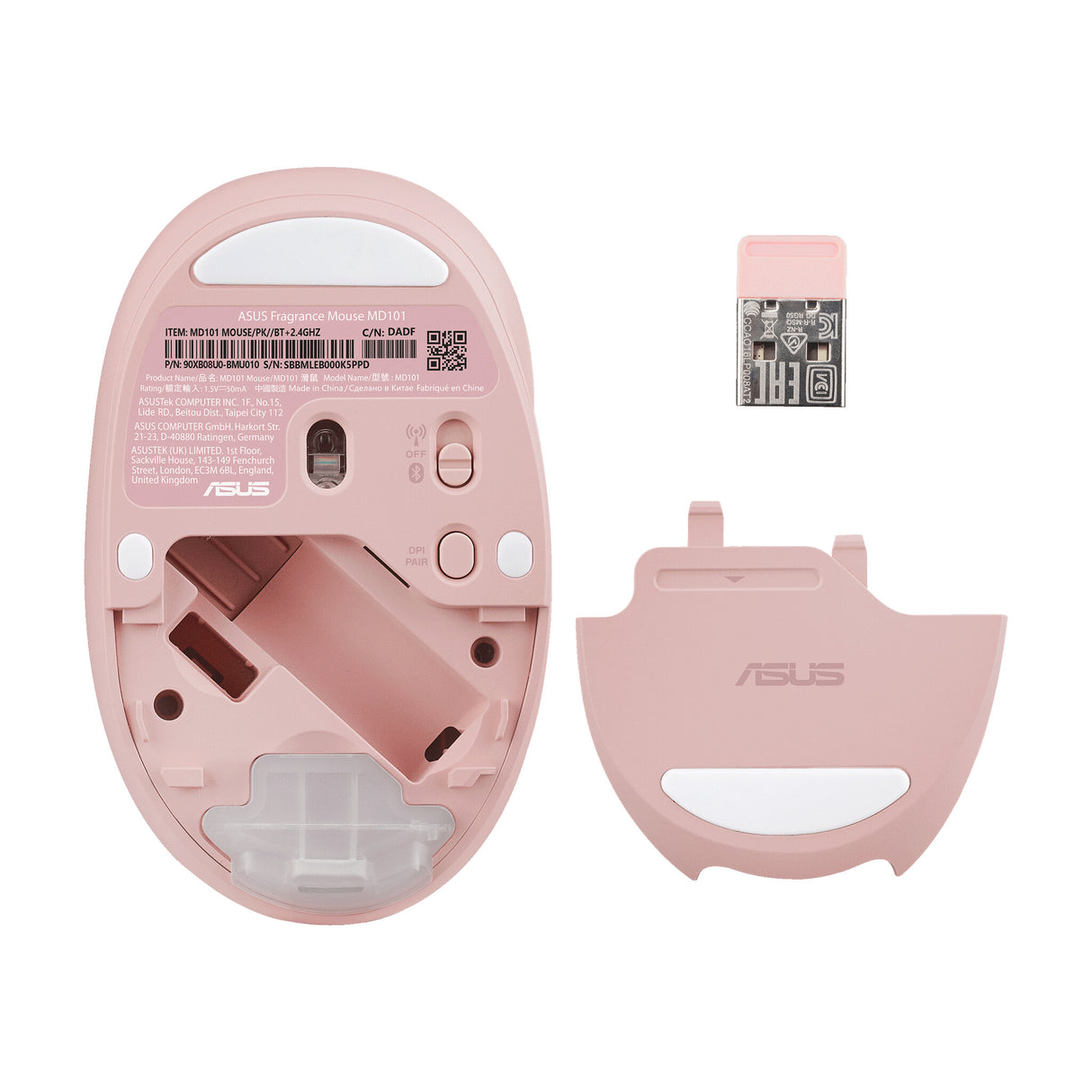 ASUS Fragrance Mouse MD101 mus Hjem Ambidextrous RF trådløs + Bluetooth Optisk 2400 dpi