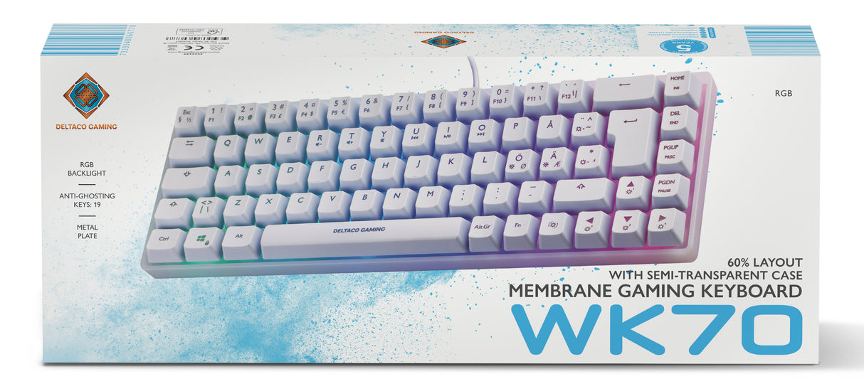Deltaco Gaming WK70 60% keyboard, semi transparent case whit