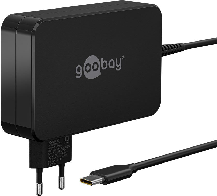 Goobay 65420 oplader til mobil enhed Laptop Sort Vekselstrøm Hurtig opladning Indendørs