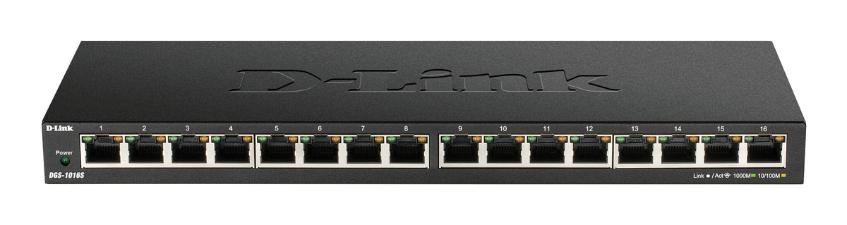 D-Link DGS-1016S Ikke administreret Gigabit Ethernet (10/100/1000) Sort