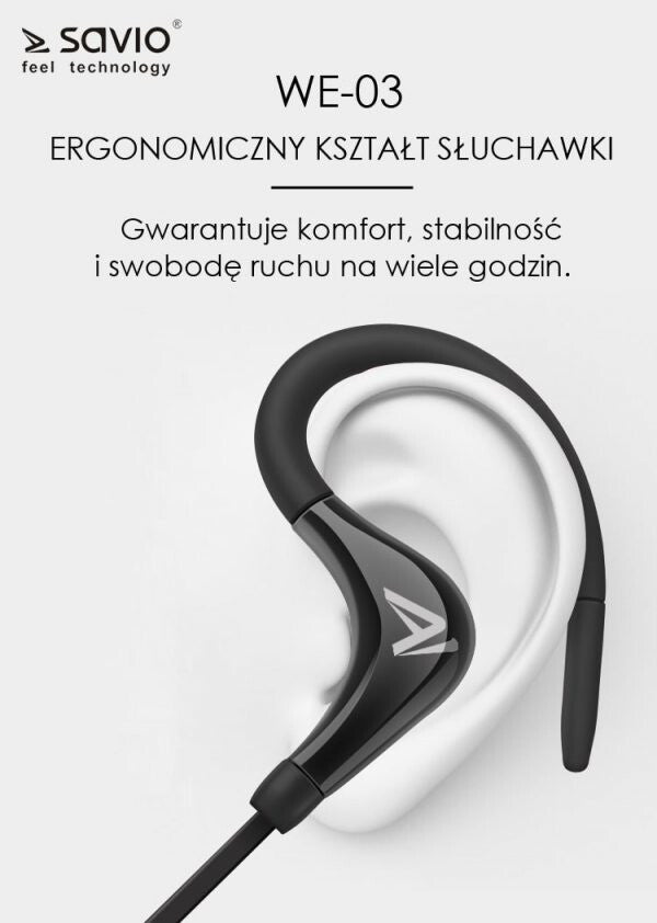 Savio WE-03 hovedtelefoner/headset Trådløs I ørerne Sport Bluetooth Sort