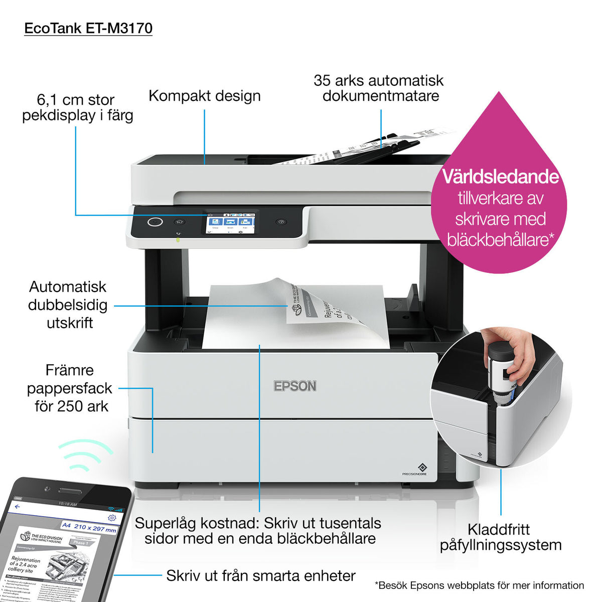 Epson EcoTank M3170 Inkjet A4 1200 x 2400 dpi 39 sider pr. minut Wi-Fi