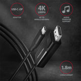 Axagon RVC-DPC videokabel adapter 1,8 m USB Type-C DisplayPort Sort