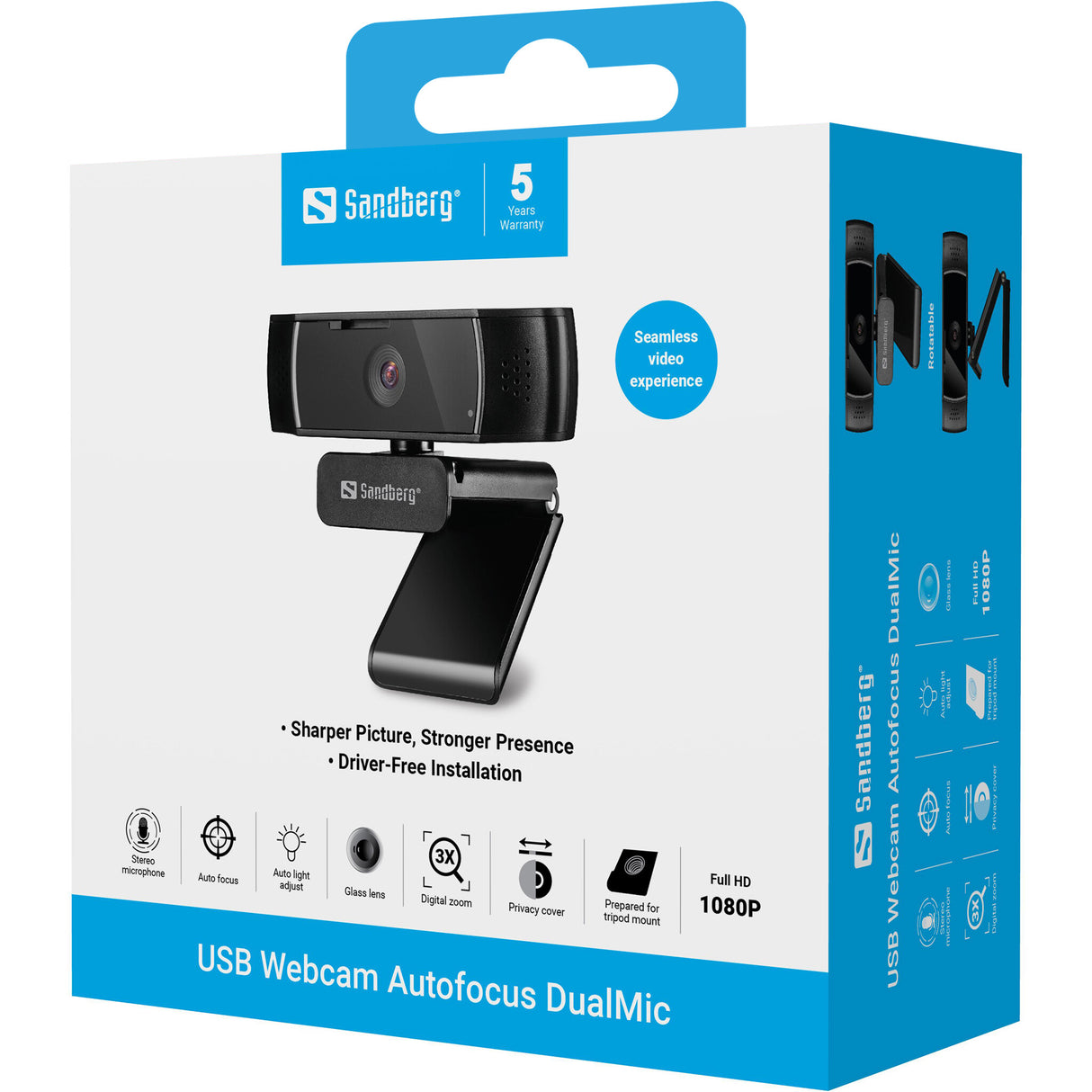 Sandberg 134-38 webcam 2,07 MP 1920 x 1080 pixel USB 2.0 Sort