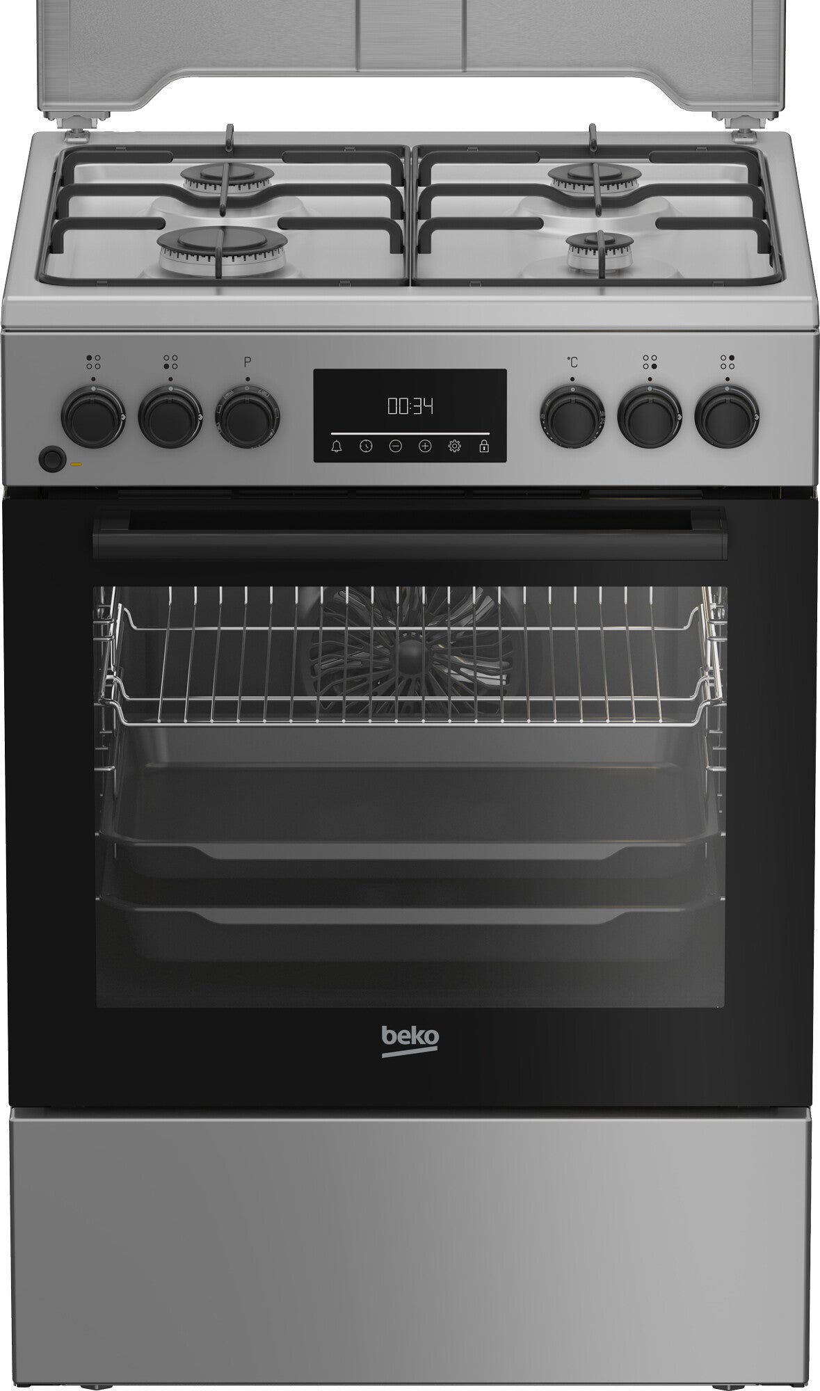 Beko FBM62320SDS Fritstående komfur Elektrisk Gaskomfur Sort, Sølv