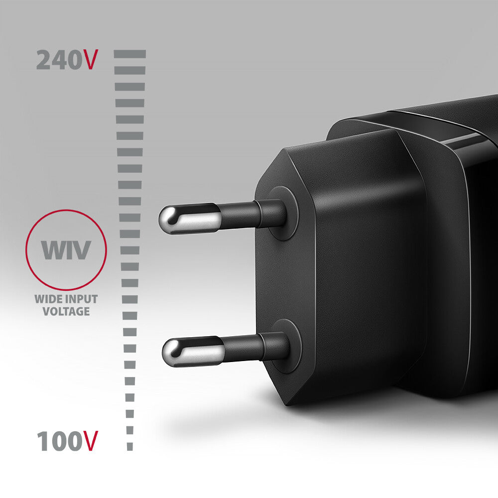 Axagon ACU-PD30 oplader til mobil enhed Mobiltelefon, Smartphone, SmartWatch, Tablet, Universel, Ur Sort Vekselstrøm Hurtig opladning Indendørs