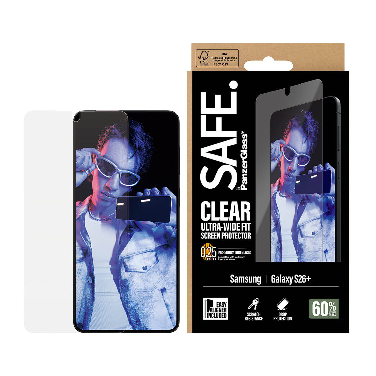 PanzerGlass SAFE. by ® Screen Protector Samsung New Galaxy S 2026 Plus | Ultra-Wide Fit w. EasyAligner Samsung - New Galaxy S2026 Plus