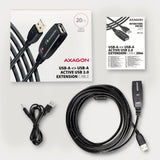 Axagon ADR-220 USB 2.0 A-M -> A-F active extension/repeater cable 20m - Kabel - Digital/Daten USB-kabel USB A 0,48 Gbit/sek. Sort