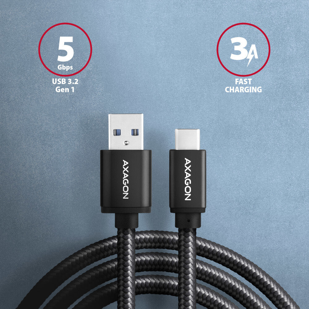 Axagon BUCM3-AM20AB USB-kabel USB 3.2 Gen 1 (3.1 Gen 1) 2 m USB C USB A 5 Gbit/sek. Sort
