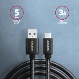 Axagon BUCM3-AM20AB USB-kabel USB 3.2 Gen 1 (3.1 Gen 1) 2 m USB C USB A 5 Gbit/sek. Sort