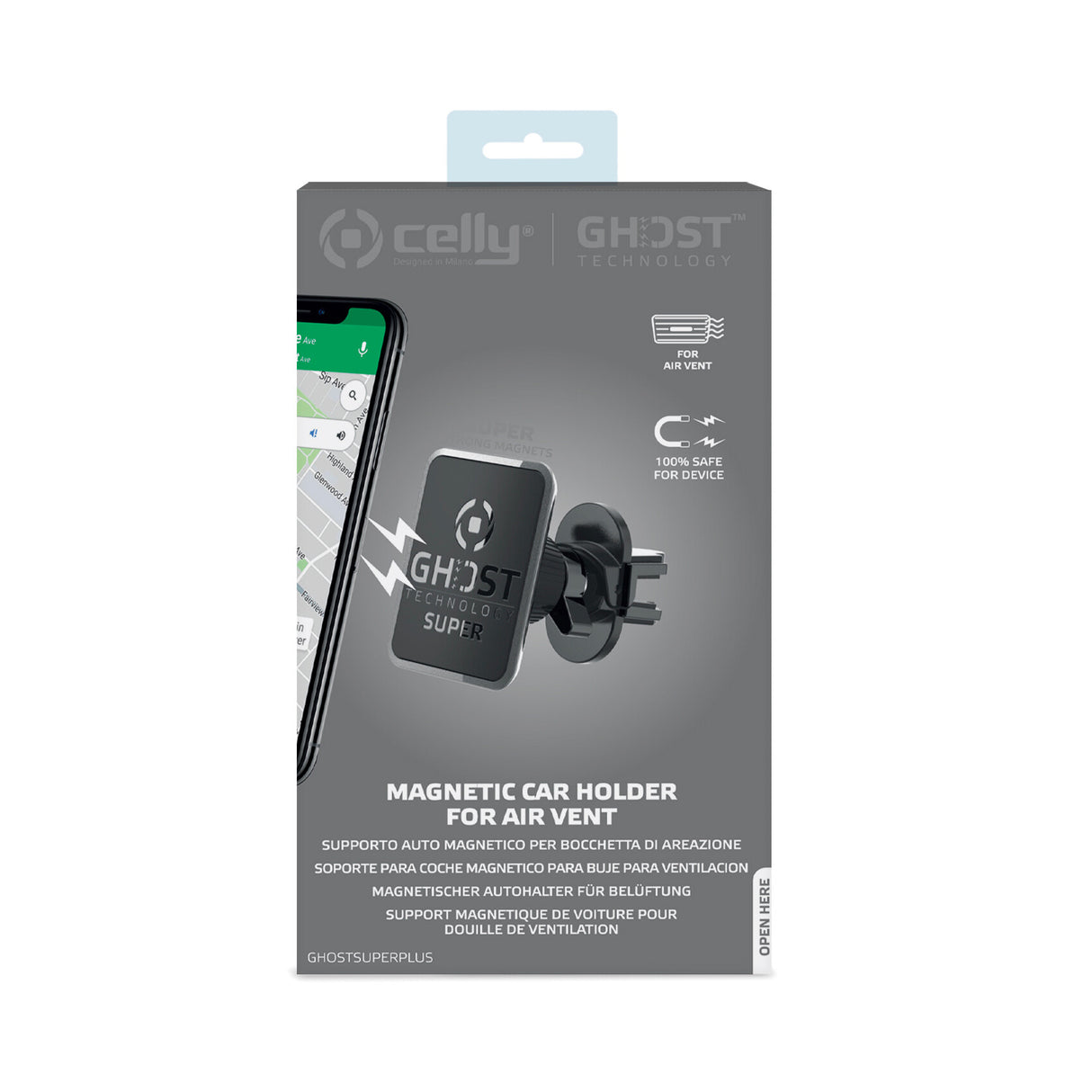 Celly Ghost Super Plus Passiv holder Mobiltelefon/Smartphone Sort
