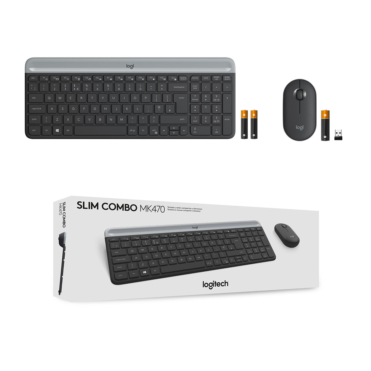 Logitech Slim MK470 tastatur Mus inkluderet Universel RF trådløst QWERTY US International Grafit