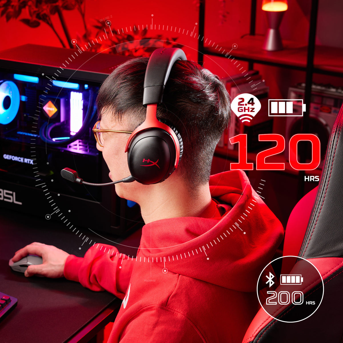 HyperX Cloud III S Wireless - Gaming Headset (Black-Red)