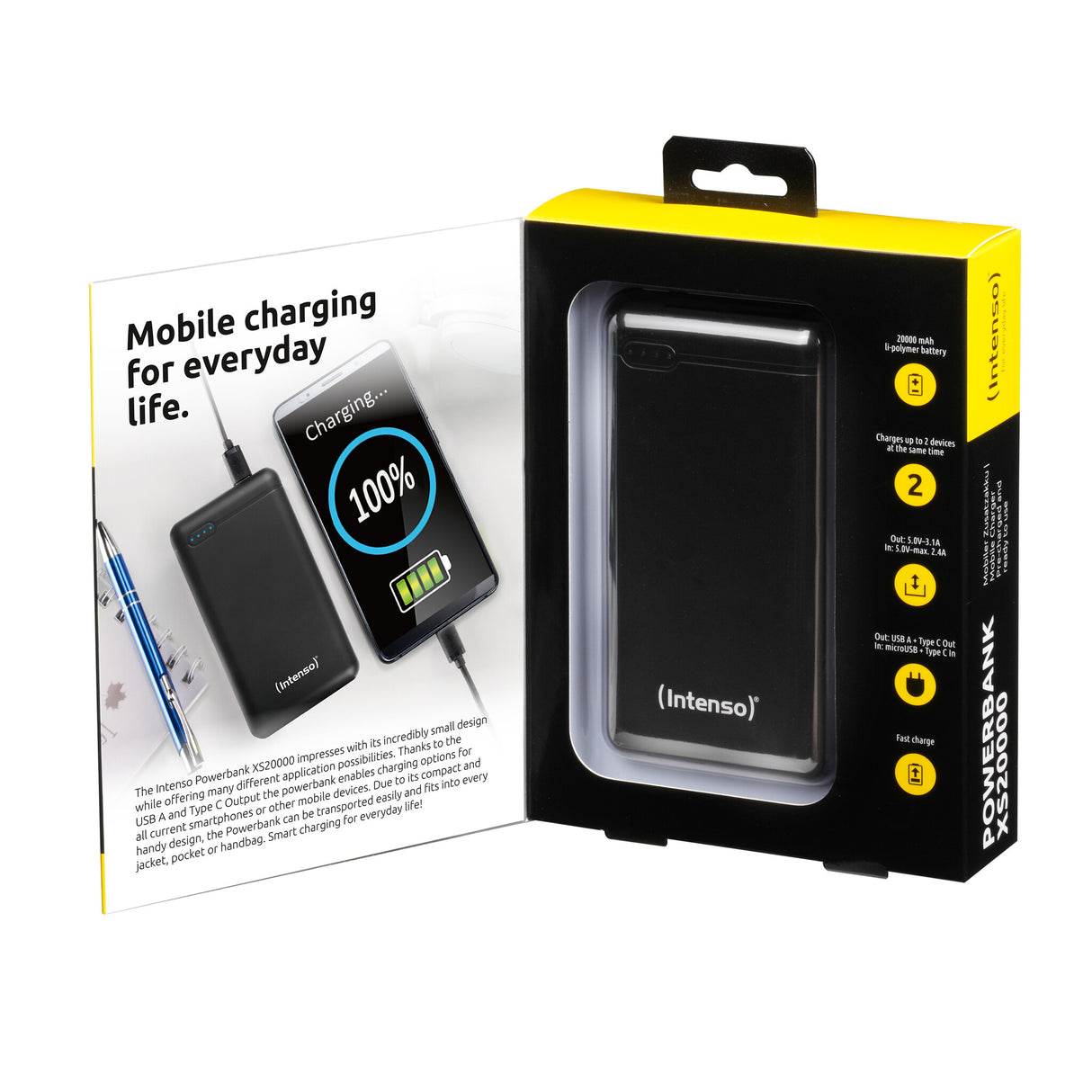 Intenso XS20000 Lithium polymer (LiPo) 20000 mAh Sort