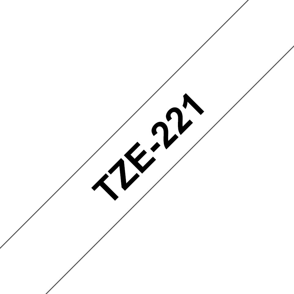 Brother TZE-221 etiketbånd Sort på hvid