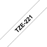 Brother TZE-221 etiketbånd Sort på hvid