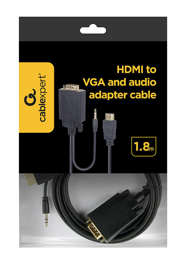 Gembird A-HDMI-VGA-03-6 videokabel adapter 1,8 m HDMI Type A (Standard) VGA (D-Sub) + 3.5mm Sort