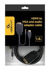 Gembird A-HDMI-VGA-03-6 videokabel adapter 1,8 m HDMI Type A (Standard) VGA (D-Sub) + 3.5mm Sort