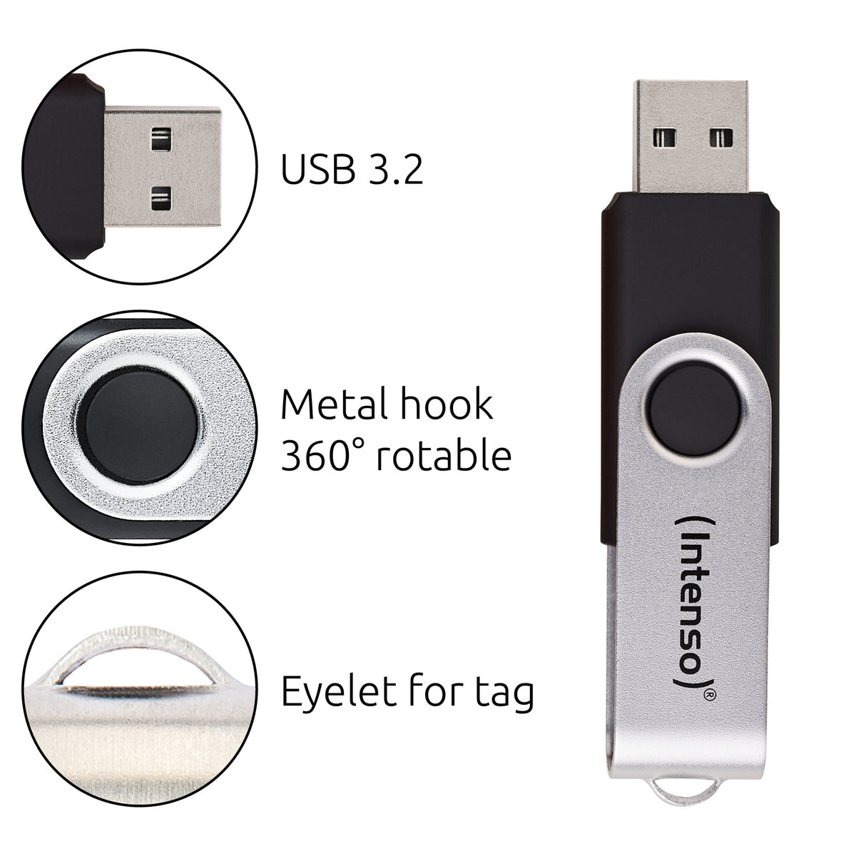 Intenso Pendrive 128GB Office Line USB 3.2, sort EU (3543491)