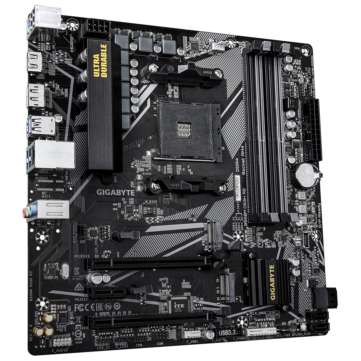 GIGABYTE B550M DS3H R2 bundkort AMD B550 Stik AM4 micro ATX