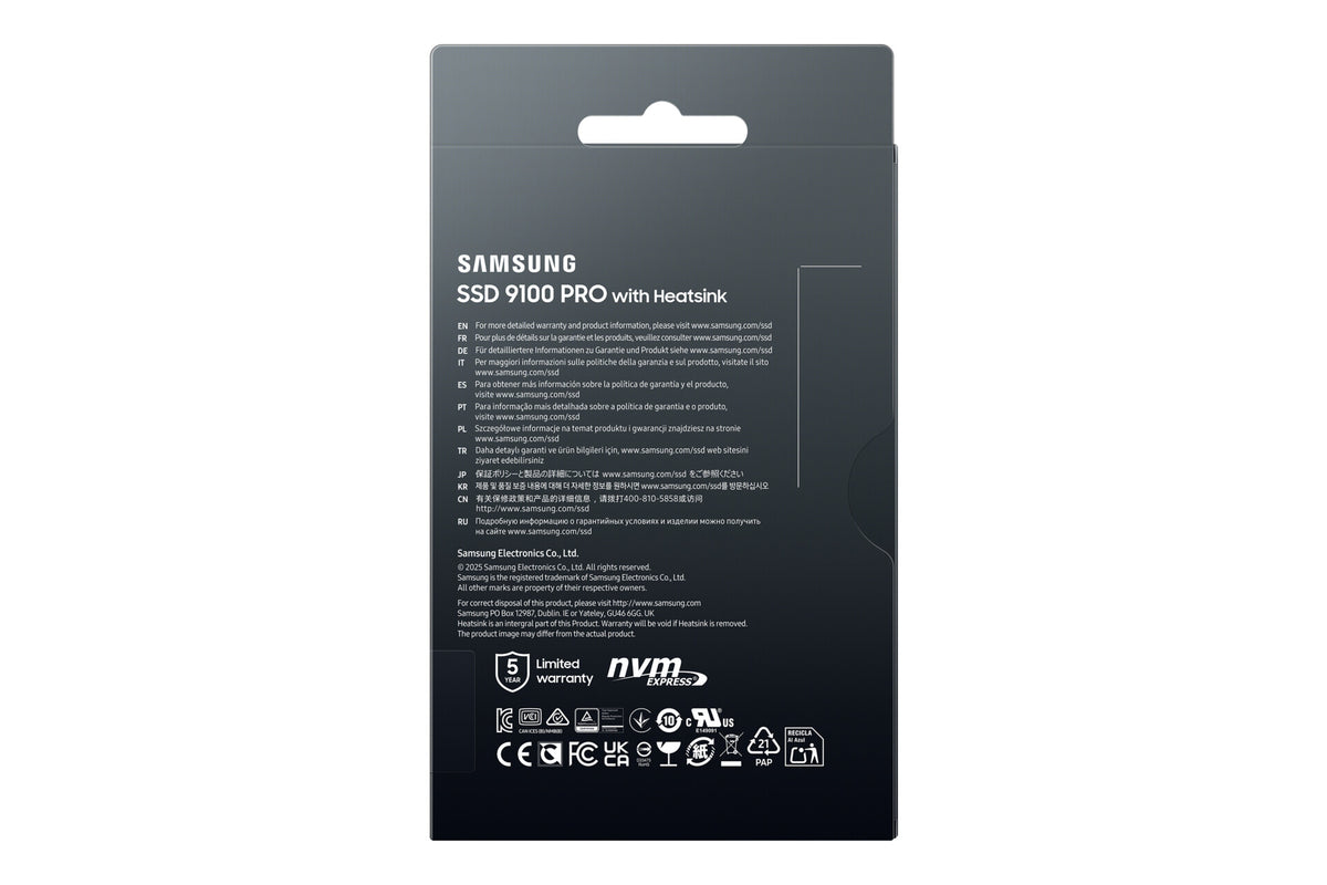 Samsung 9100 PRO Heatsink PCIe(R) 5.0 NVMe™ M.2 SSD - 4 TB