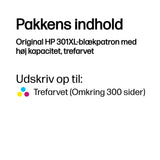 HP 301XL Farve (cyan, magenta, gul) 300 sider Blæk CH564EE