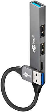 Goobay Slim 4-Port USB-A Hub 4 porte lysegrå