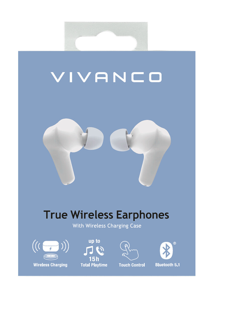 Vivanco COMFORT PAIR W Headset True Wireless Stereo (TWS) I ørerne Opkald/musik Bluetooth Hvid
