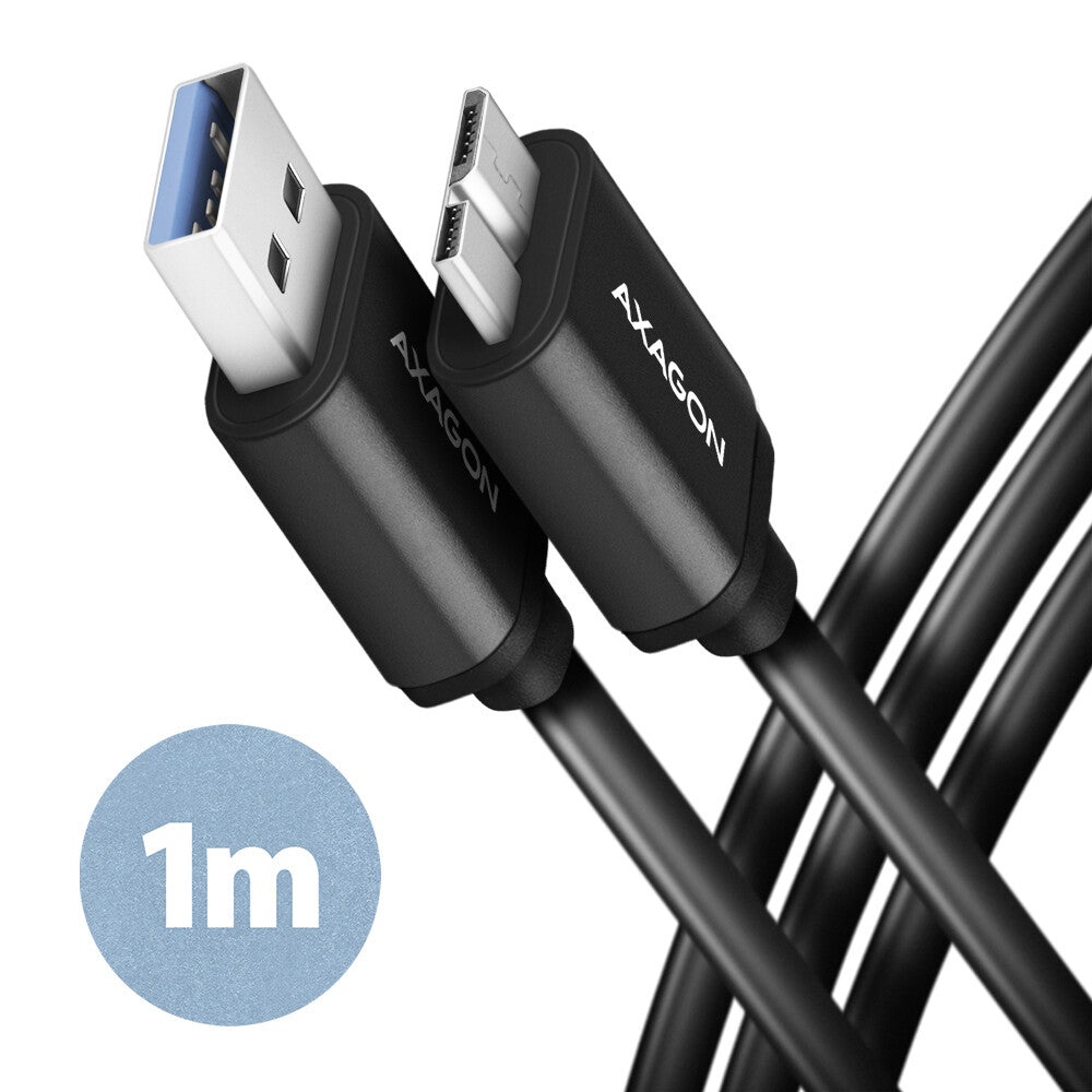 Axagon BUMM3-AM10AB USB-kabel USB 3.2 Gen 1 (3.1 Gen 1) 1 m Micro-USB B USB A 5 Gbit/sek. Sort