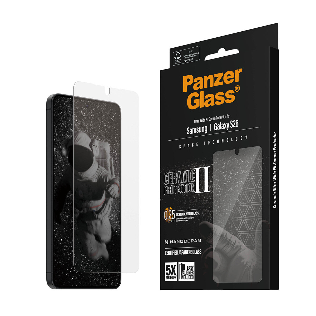 PanzerGlass ® Ceramic Skærmbeskyttelse Samsung Galaxy S26 | Ultra-Wide Fit m. EasyAligner