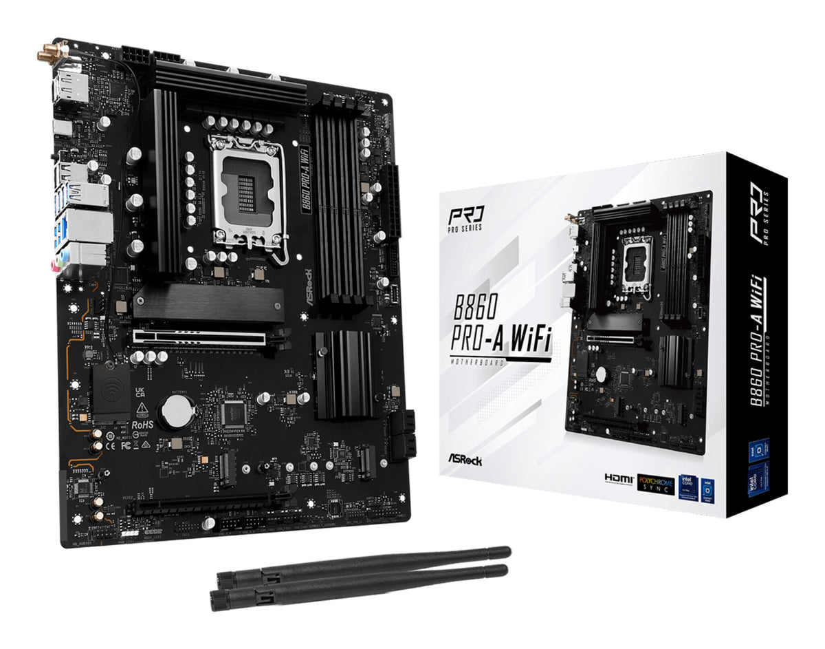 ASRock B860 PRO-A WIFI | Processor family Intel | Processor socket LGA1851 | DDR5 | Supported hard disk drive interfaces SATA