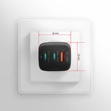 Axagon ACU-DPQ65 oplader til mobil enhed Mobiltelefon, Netbook, Laptop, Smartphone, SmartWatch, Tablet, Universel Sort Vekselstrøm Hurtig opladning Indendørs