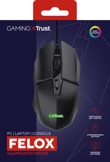 Trust GXT 109 Felox mus Spil Højre hånd USB Type-A Optisk 6400 dpi